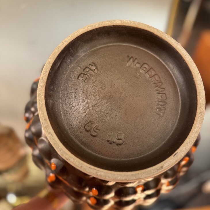 Grote West Germany Bay bubbel vaas 65-45 bruin oranje