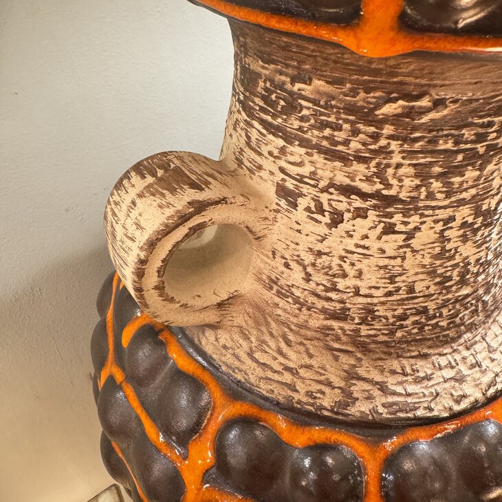 Grote West Germany Bay bubbel vaas 65-45 bruin oranje