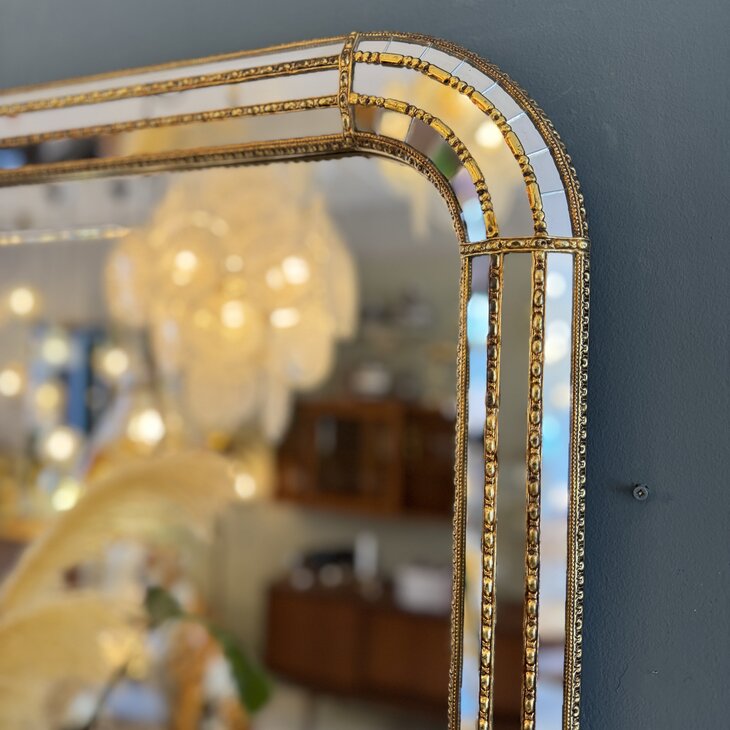 Vintage Venetiaanse moza&iuml;ekspiegel met messing rechthoekig | Sprinkelhop