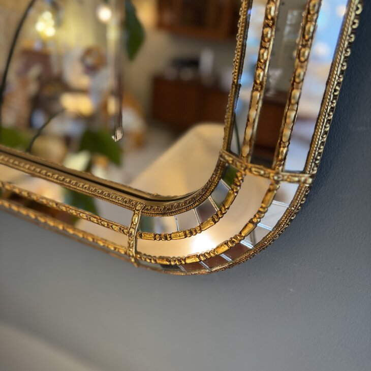 Vintage Venetiaanse moza&iuml;ekspiegel met messing rechthoekig | Sprinkelhop