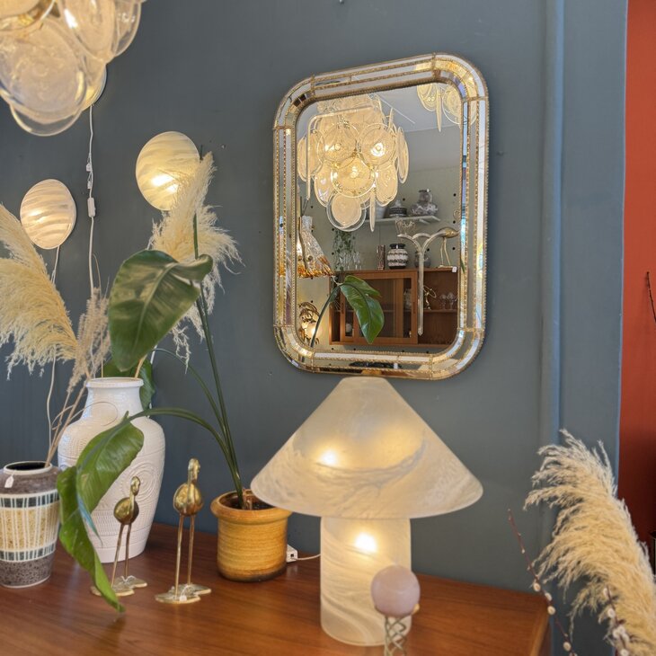 Vintage Venetiaanse moza&iuml;ekspiegel met messing rechthoekig | Sprinkelhop