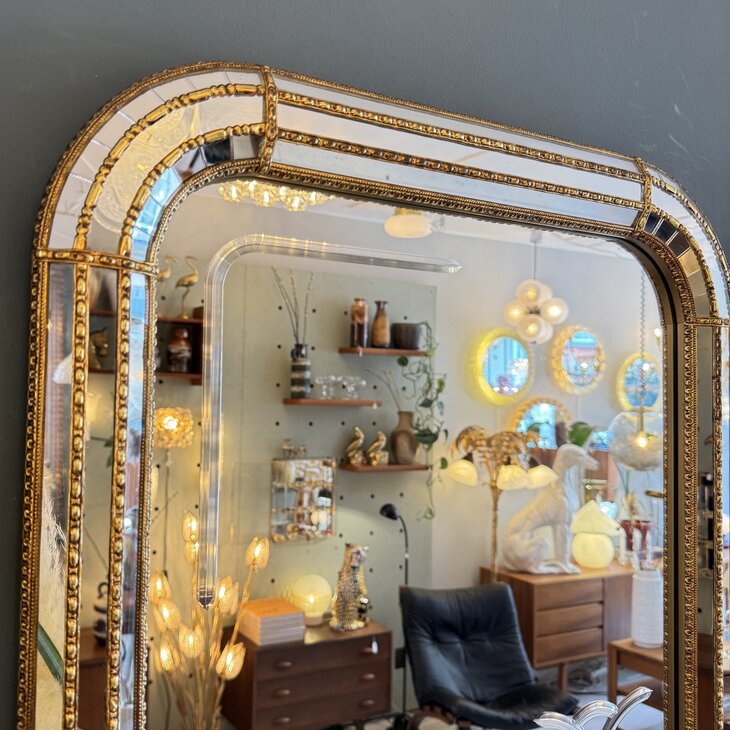 Vintage Venetiaanse moza&iuml;ekspiegel met messing rechthoekig | Sprinkelhop