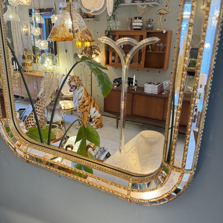 Vintage Venetiaanse moza&iuml;ekspiegel met messing rechthoekig | Sprinkelhop