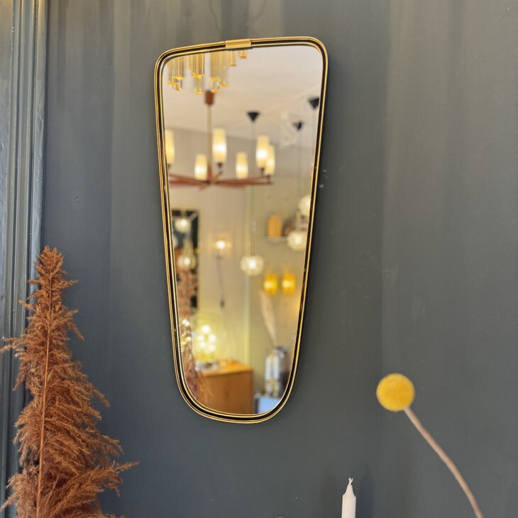 Vintage jaren &#039;50 spiegel messing zwart | Sprinkelhop