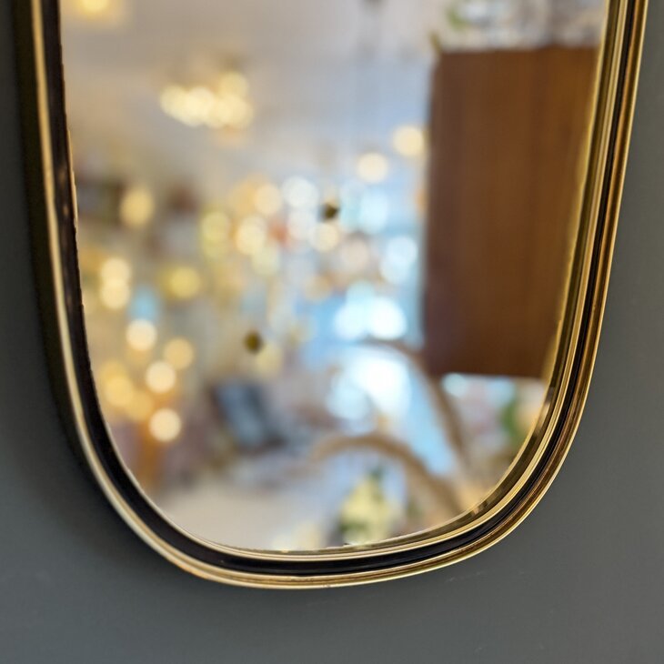 Vintage jaren &#039;50 spiegel messing zwart | Sprinkelhop