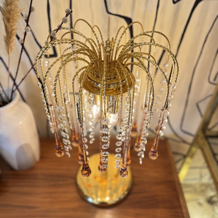 Vintage Italiaanse teardrop tafellamp Murano glas roze | Sprinkelhop