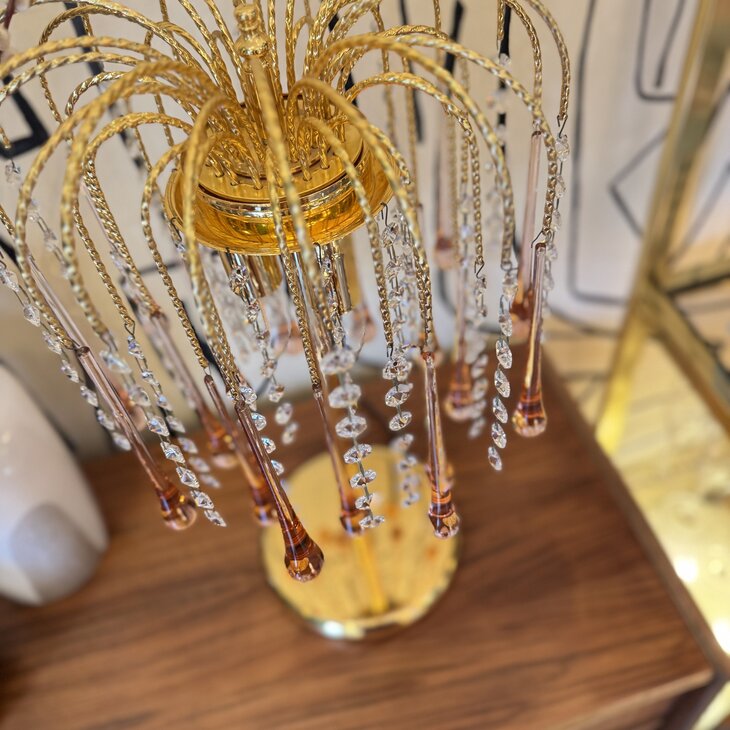 Vintage Italiaanse teardrop tafellamp Murano glas roze | Sprinkelhop