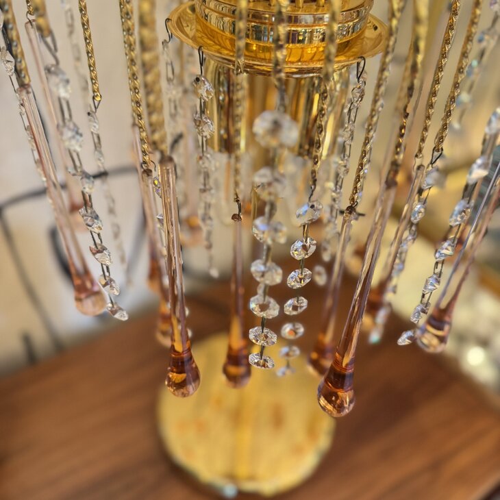 Vintage Italiaanse teardrop tafellamp Murano glas roze | Sprinkelhop