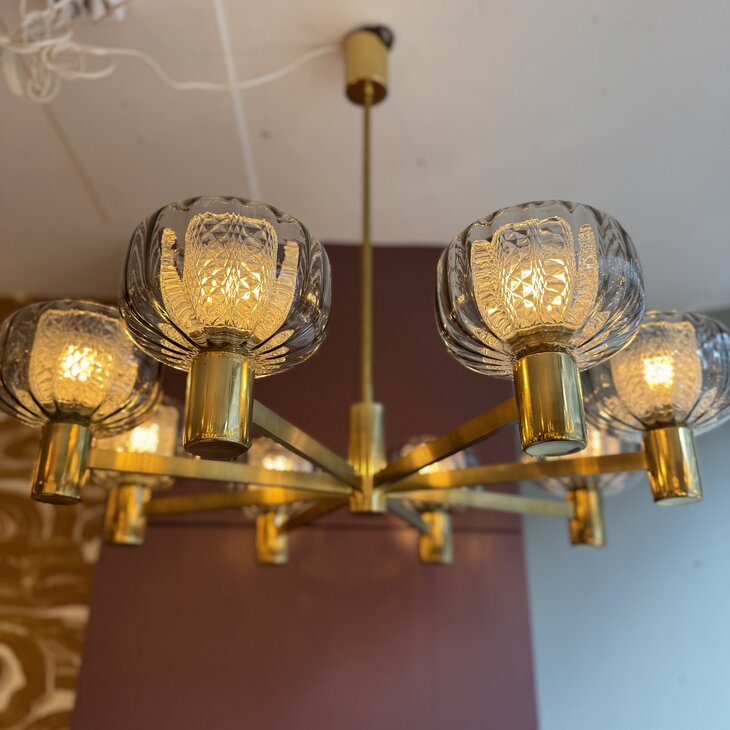 vintage messing jaren &#039;60 kroonluchter met dubbel glas | Sprinkelhop