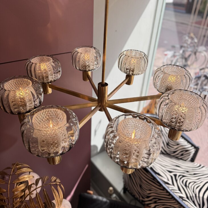 vintage messing jaren &#039;60 kroonluchter met dubbel glas | Sprinkelhop