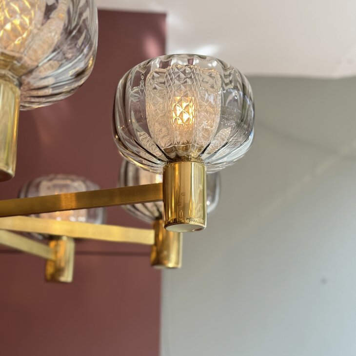 vintage messing jaren &#039;60 kroonluchter met dubbel glas | Sprinkelhop