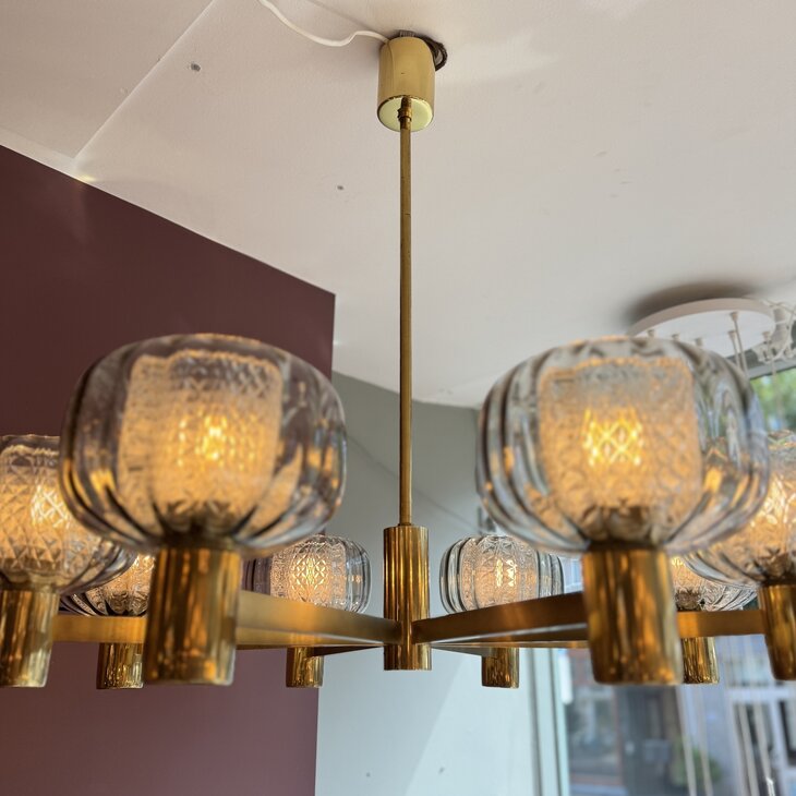 vintage messing jaren &#039;60 kroonluchter met dubbel glas | Sprinkelhop