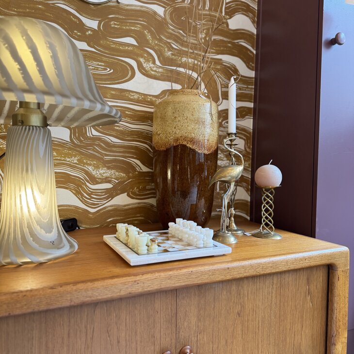 Vintage klein marmeren schaakspel wit onyx | Sprinkelhop