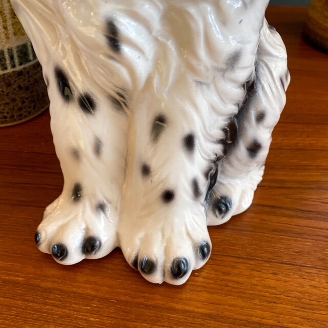 Vintage keramieken hondenbeeld Spaniel zwart wit | Sprinkelhop