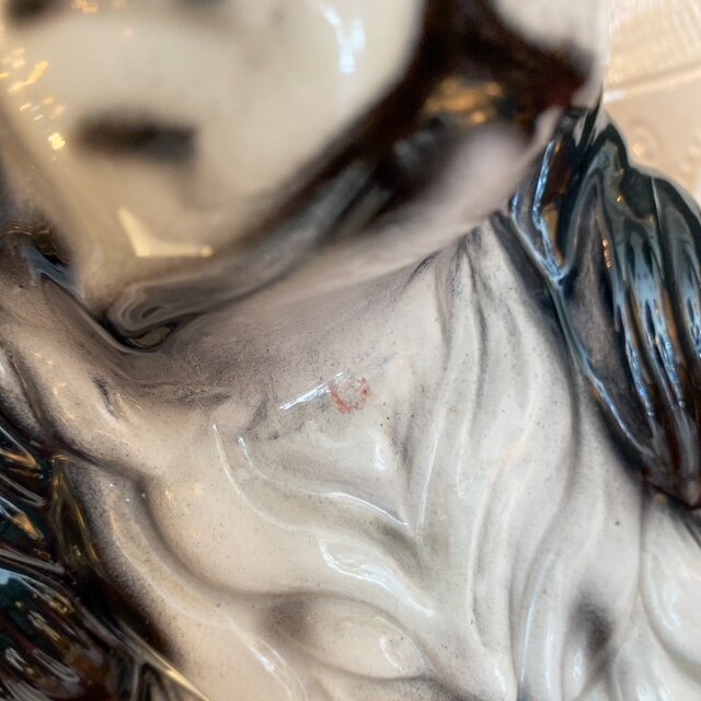 Vintage keramieken hondenbeeld Spaniel zwart wit | Sprinkelhop