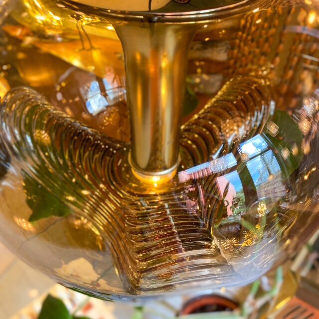 Peill &amp; Putzler Futura Wave rookglazen messing hanglamp 1970s | Sprinkelhop