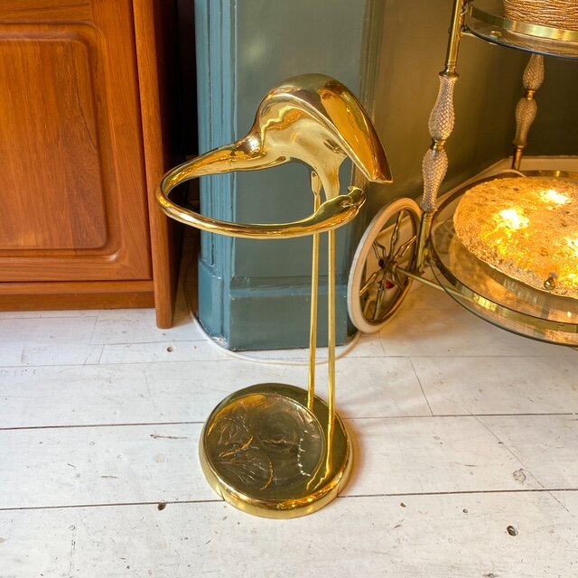 Vintage messing paraplustandaard flamingo | Sprinkelhop
