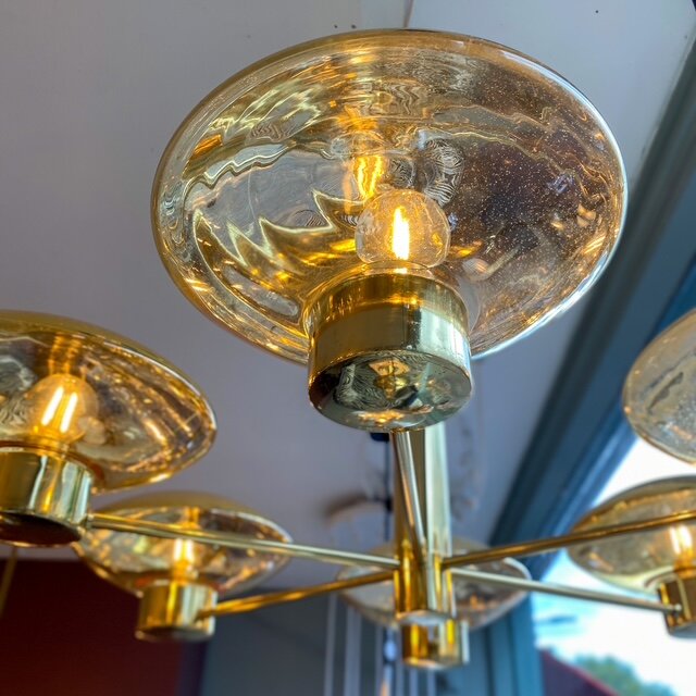 Vintage Kaiser Leuchten kroonluchter messing | Sprinkelhop