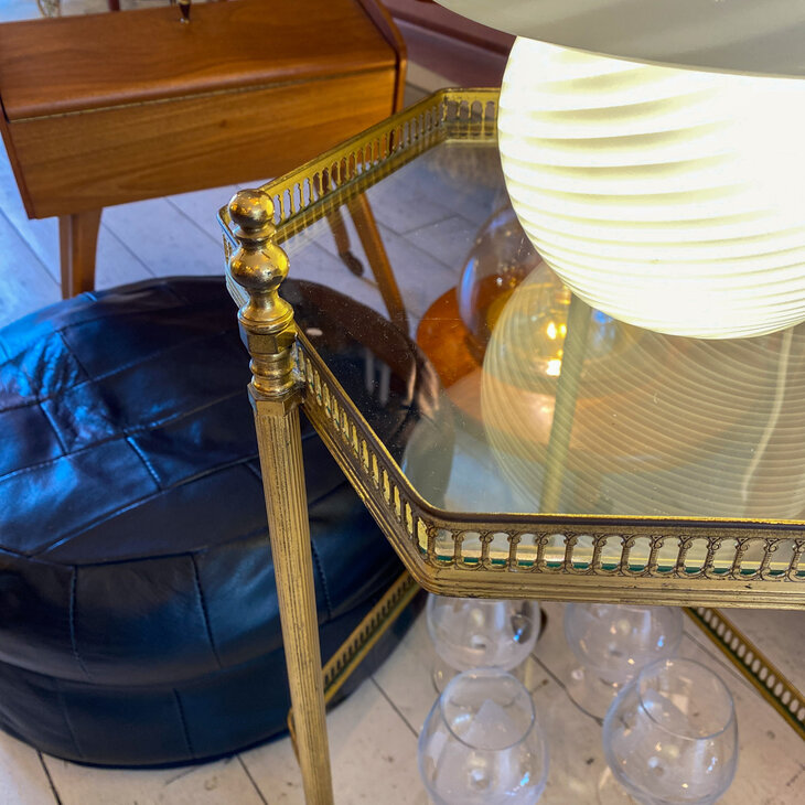 Vintage messing jaren &#039;50 tafeltje bar cart hexagon | Sprinkelhop