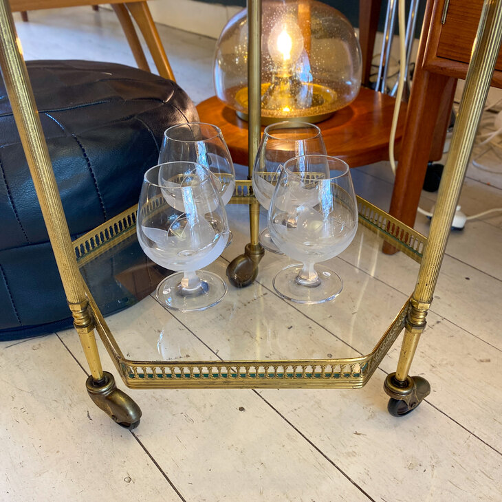 Vintage messing jaren &#039;50 tafeltje bar cart hexagon | Sprinkelhop