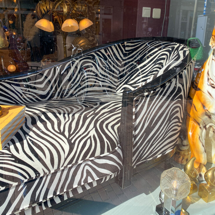 Vintage divan chaise longue divan met zebra patroon | Sprinkelhop