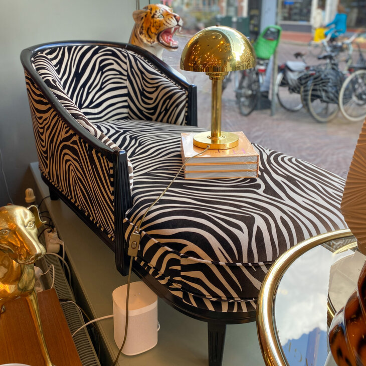 Vintage divan chaise longue divan met zebra patroon | Sprinkelhop