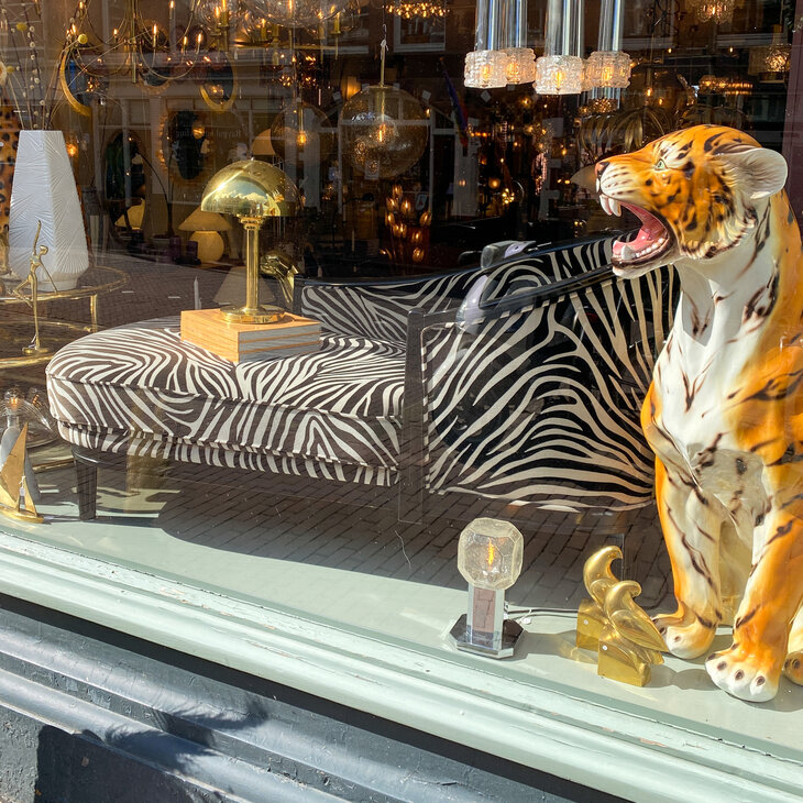 Vintage divan chaise longue divan met zebra patroon | Sprinkelhop