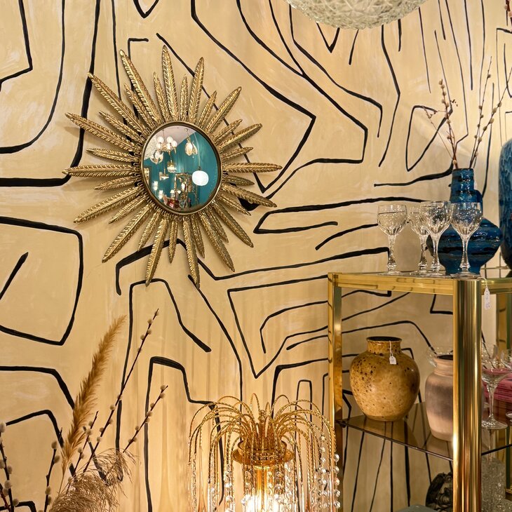 Sunburst Deknudt bolspiegel butlerspiegel jaren 70 | Sprinkelhop