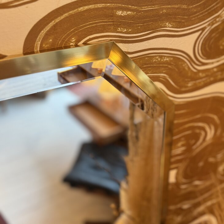 Vintage spiegel geborsteld messing rechthoekig octagon | Sprinkelhop