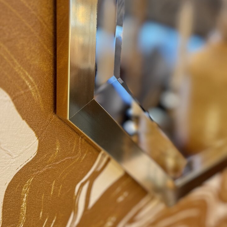 Vintage spiegel geborsteld messing rechthoekig octagon | Sprinkelhop