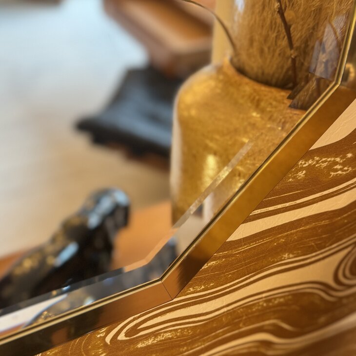 Vintage spiegel geborsteld messing rechthoekig octagon | Sprinkelhop