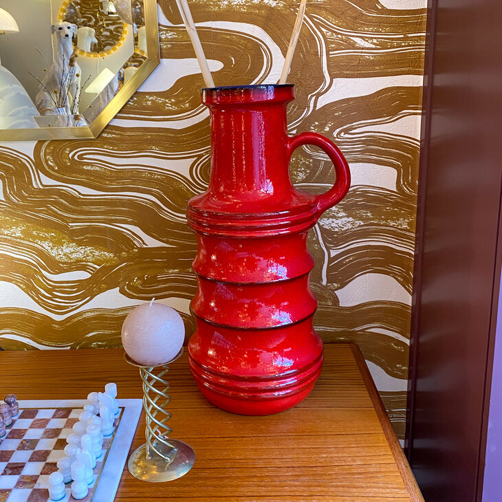 Vintage Scheurich West Germany vaas rood met blauw 427-47