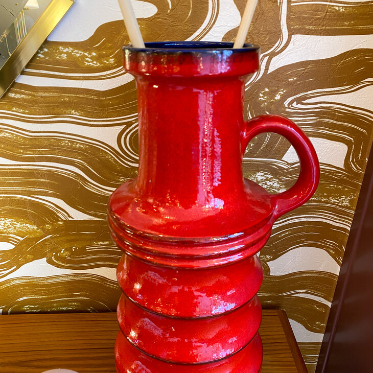 Vintage Scheurich West Germany vaas rood met blauw 427-47