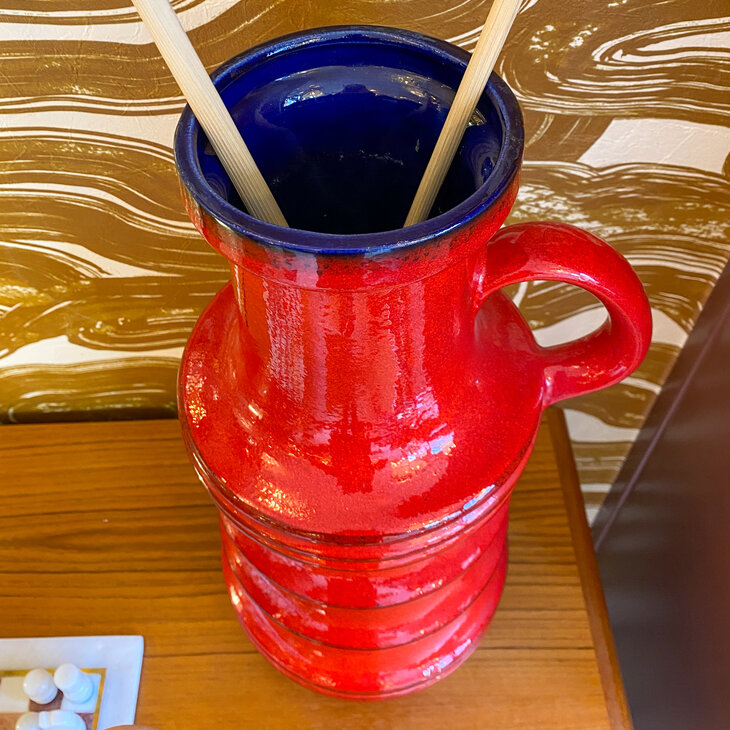 Vintage Scheurich West Germany vaas rood met blauw 427-47