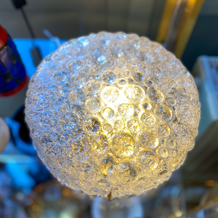 Vintage ronde Hillebrand bubble glass plafonniere | Sprinkelhop
