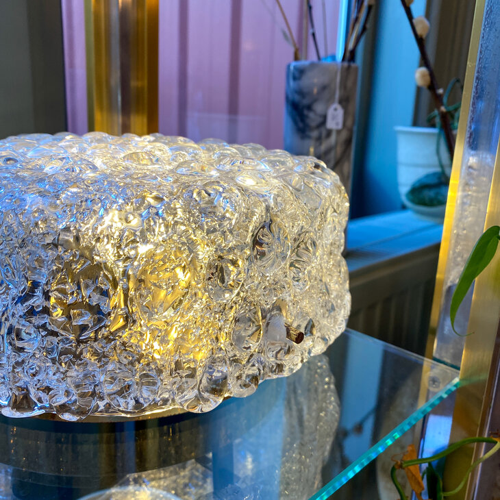 Vintage ronde Hillebrand bubble glass plafonniere | Sprinkelhop