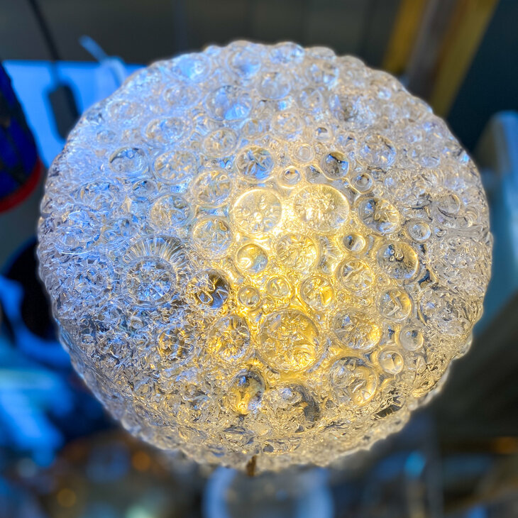 Vintage ronde Hillebrand bubble glass plafonniere | Sprinkelhop