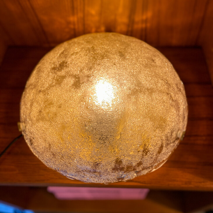 Hillebrand vintage plafondlamp 1970siced glass messing frame | Sprinkelhop