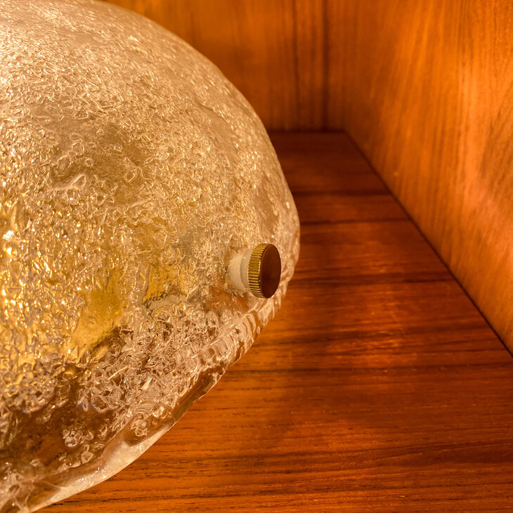 Hillebrand vintage plafondlamp 1970siced glass messing frame | Sprinkelhop