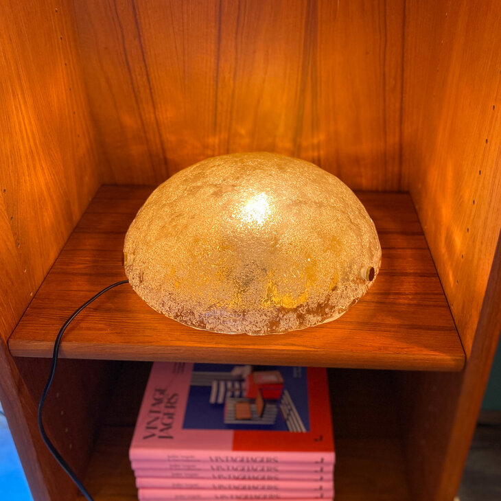 Hillebrand vintage plafondlamp 1970siced glass messing frame | Sprinkelhop