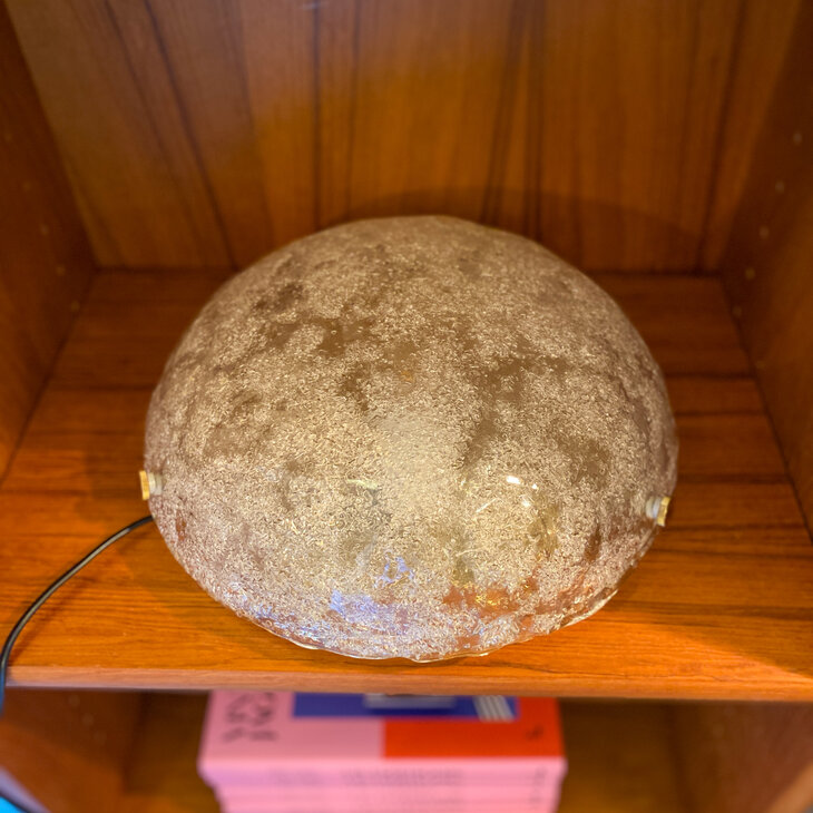 Hillebrand vintage plafondlamp 1970siced glass messing frame | Sprinkelhop