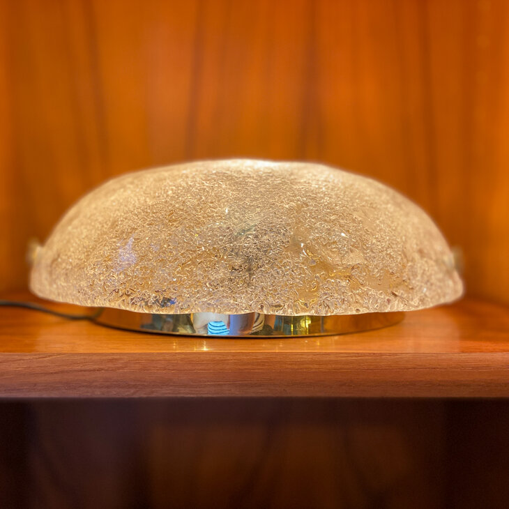 Hillebrand vintage plafondlamp 1970siced glass messing frame | Sprinkelhop