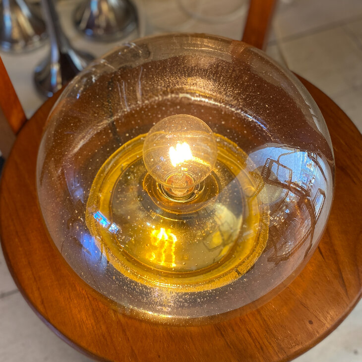 Vintage plafondlamp messing transparant glas met bubbels | Sprinkelhop