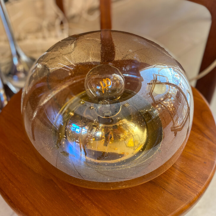 Vintage plafondlamp messing transparant glas met bubbels | Sprinkelhop