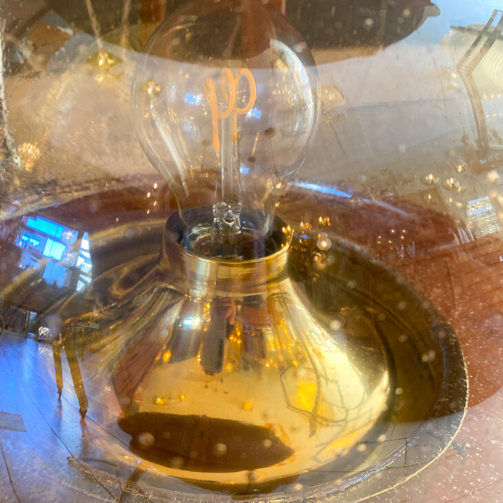 Vintage plafondlamp messing transparant glas met bubbels | Sprinkelhop