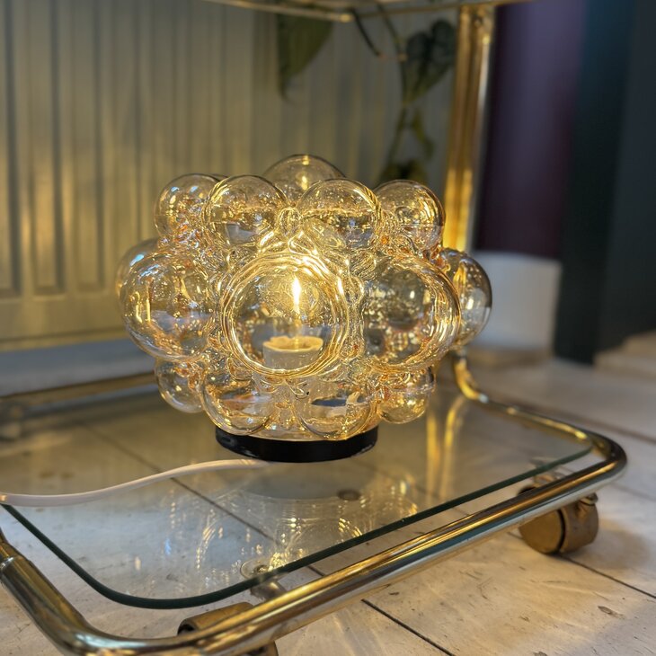 Helena Tynell ronde amber bubble glazen plafondlamp 1970s | Sprinkelhop