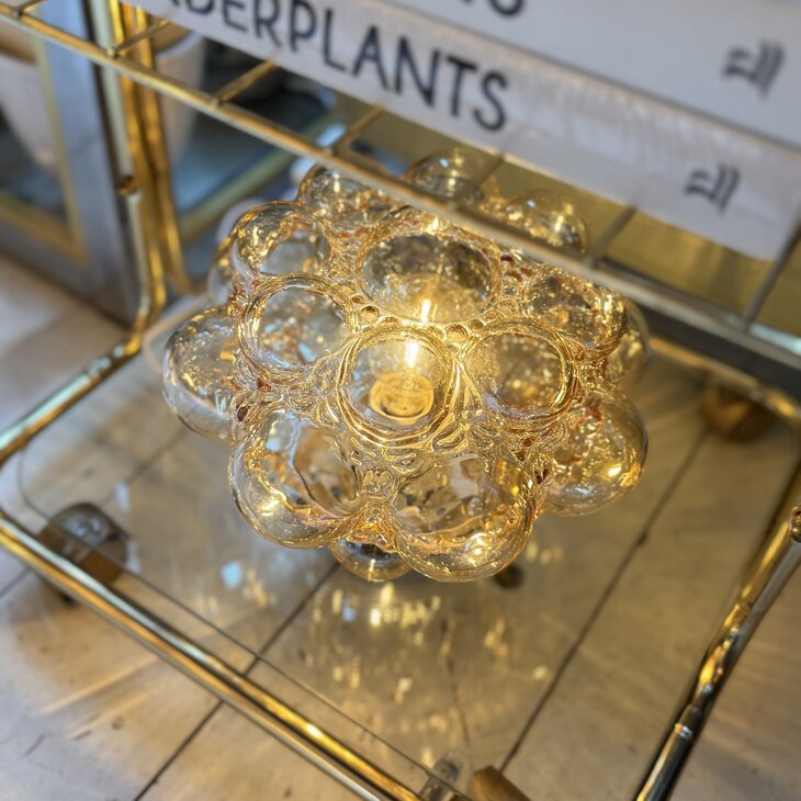 Helena Tynell ronde amber bubble glazen plafondlamp 1970s | Sprinkelhop