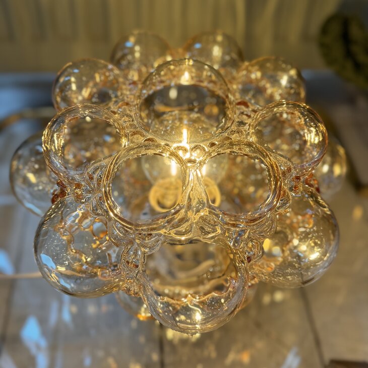 Helena Tynell ronde amber bubble glazen plafondlamp 1970s | Sprinkelhop