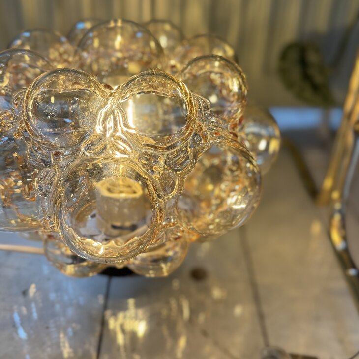 Helena Tynell ronde amber bubble glazen plafondlamp 1970s | Sprinkelhop