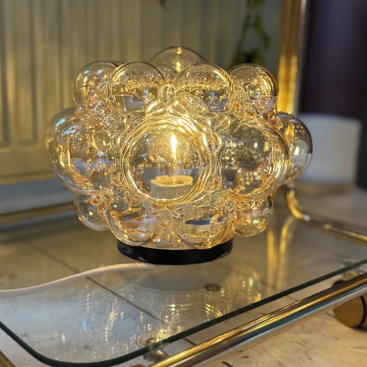 Helena Tynell ronde amber bubble glazen plafondlamp 1970s | Sprinkelhop